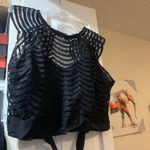 Black backless cross top